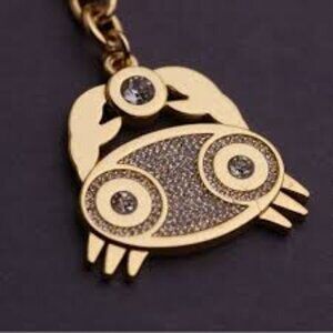 Michael Kors Zodiac Cancer Rhinestone Gold Tone Fashion Keychain Fob